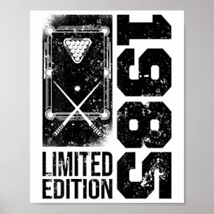 Póster Billiards Snooker-gamer Vintage 1985 Birthday Pool
