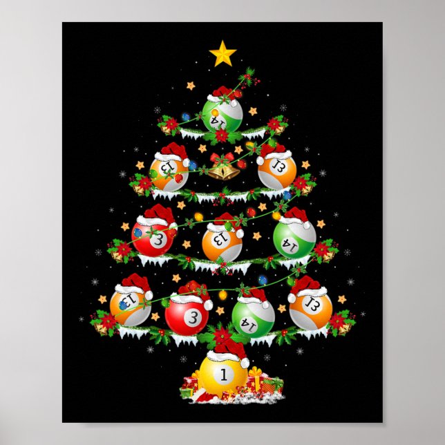 Póster Billiards Sports Lover Lighting Billiards Christma (Frente)