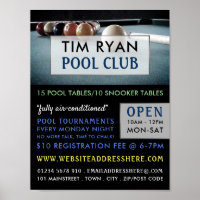 Billiards Table, Pool, Snooker Club Advertising
