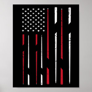 Póster Billiards Usa Flag Snooker Cue Billiards Gige Snoo