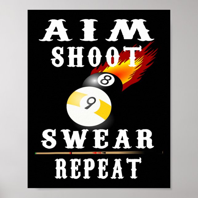 Póster Billiards Vintage Retro Pool (Frente)