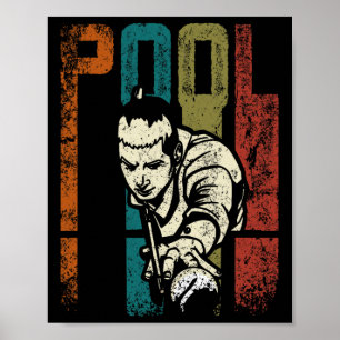 Póster Billiares de la piscina retro vintage