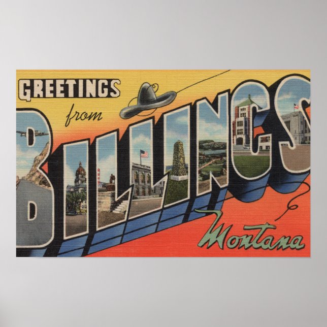 Póster Billings, Montana - Escenas de letras grandes 2 (Frente)