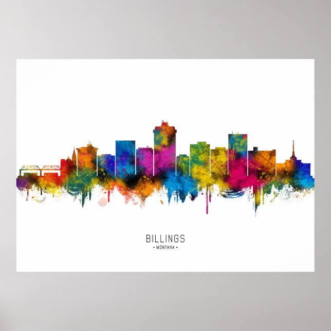 Póster Billings Montana Skyline (Frente)