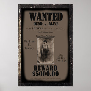 Póster Billy The Kid Wanted Dead or Alive Poster