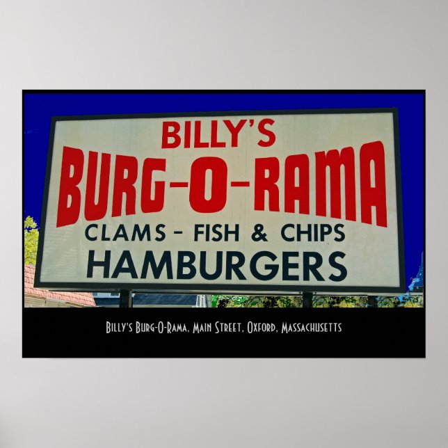 Póster Billy's Burg-O-Rama, Main St., Oxford, MAMÁES (Frente)