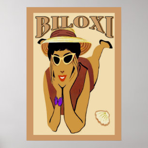 Póster Biloxi, Lady on Beach