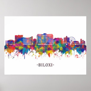 Póster Biloxi Mississippi Skyline