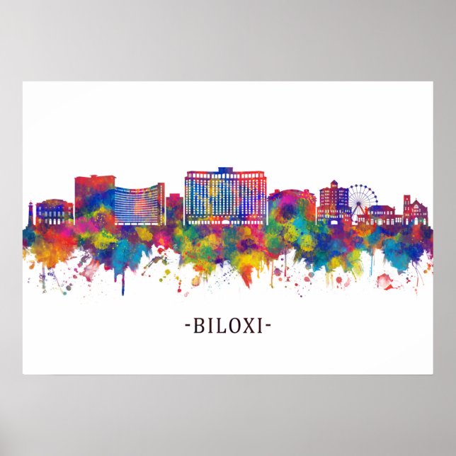 Póster Biloxi Mississippi Skyline (Frente)