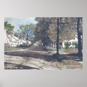 Póster Bingham, Maine - Escena de otoño en la calle princ