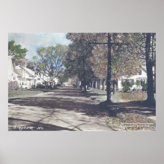 Póster Bingham, Maine - Escena de otoño en la calle princ (Frente)