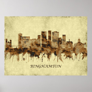 Póster Binghamton New York Cityscape
