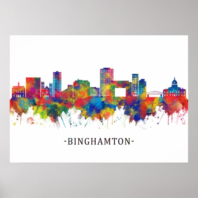 Póster Binghamton New York Skyline (Frente)