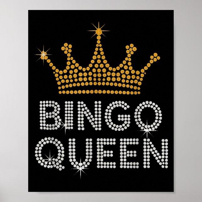 Póster Bingo Queen Bingo Player Game Party Funny Women Gi (Frente)