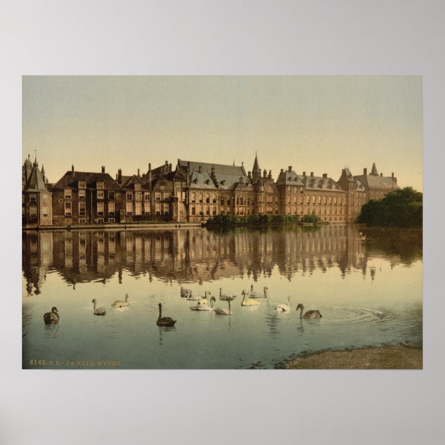 Póster Binnenhof cruzando el Hofvijver, La Haya (Frente)