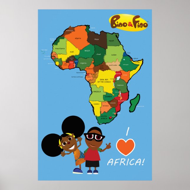 Póster Bino y Fino I Love Africa Poster Blue (Frente)