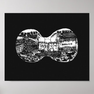 Póster Binocular view to the west