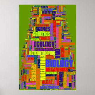 Póster Biología Wordle No. 1 Verde vibrante