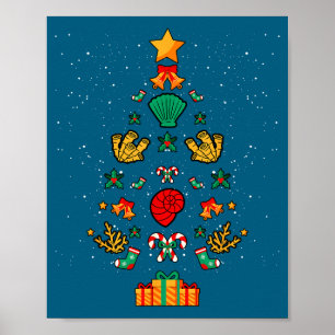 Póster Biólogo Marino Biología Conchas Corales Navidad