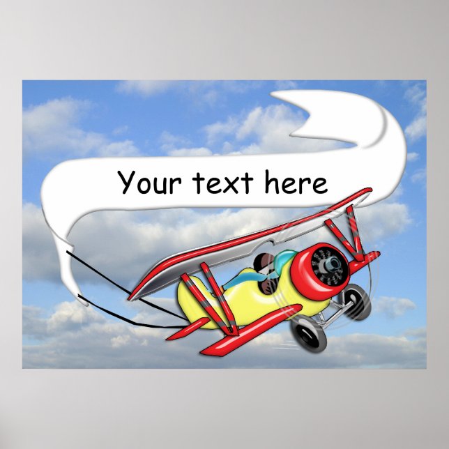 Póster Biplane Towing Banner Customizable (Frente)