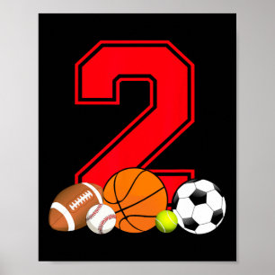 Póster Bir de fútbol de baloncesto de 2 años