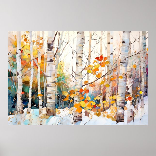 Póster Birch Forest Landscape Home Decor Poster (Frente)