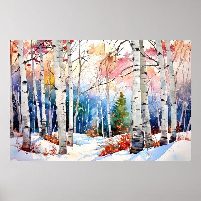 Póster Birch Forest Landscape Poster (Frente)