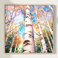 Birch Forest Painting Poster