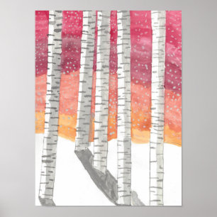 Póster Birch In The Snow