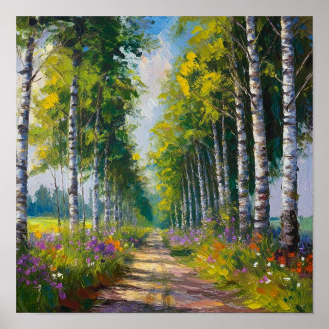 Póster Birch Trees Lane (Frente)