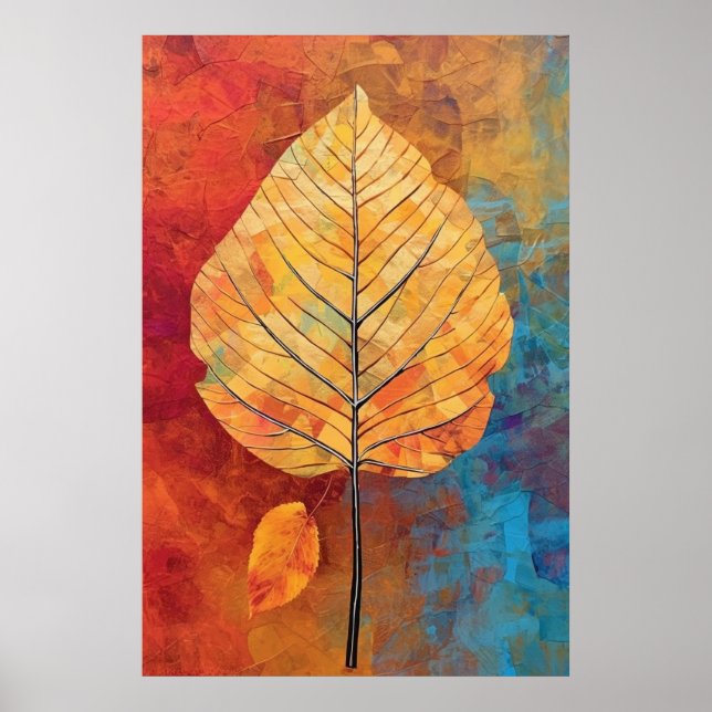 Póster Birch Whimsy: hoja de otoño generada por IA (Frente)