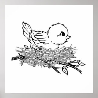 Póster Bird En El Nido
