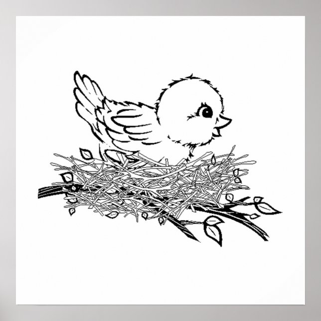 Póster Bird En El Nido (Frente)