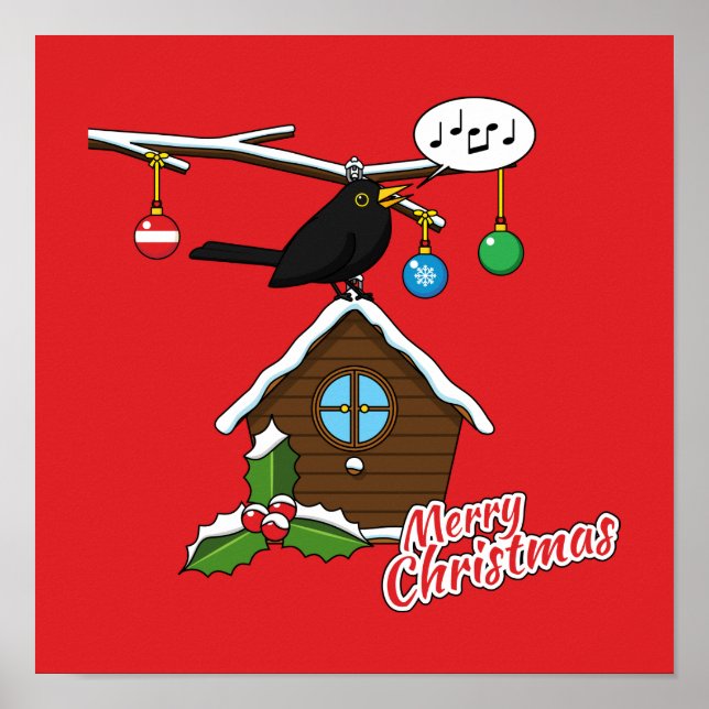 Póster Bird House Merry Christmas (Frente)