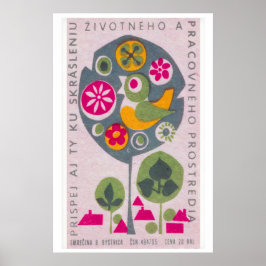 Póster Bird in Tree - Matchbox Print - Czech Wall Art