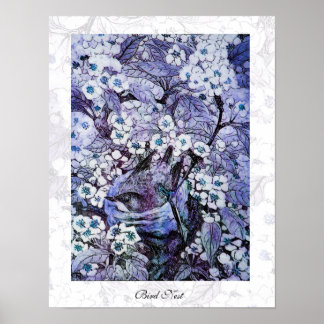 Póster BIRD NEST, azul blanco