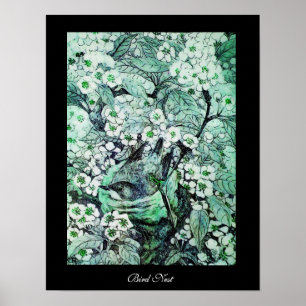 Póster BIRD NEST, negro verde blanco