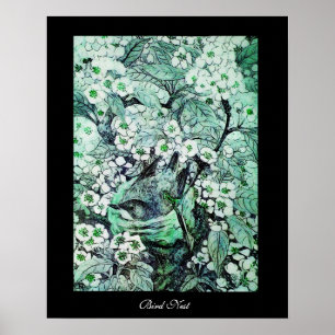 Póster BIRD NEST, negro verde blanco