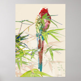 Póster Bird with Bamboo Leaves