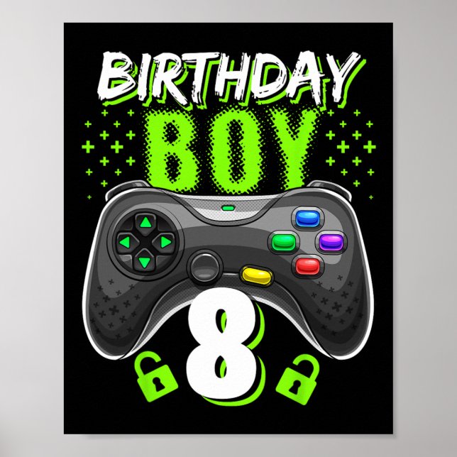 Póster Birday Boy 8 Video Game Controller Gamer 8Bir (Frente)