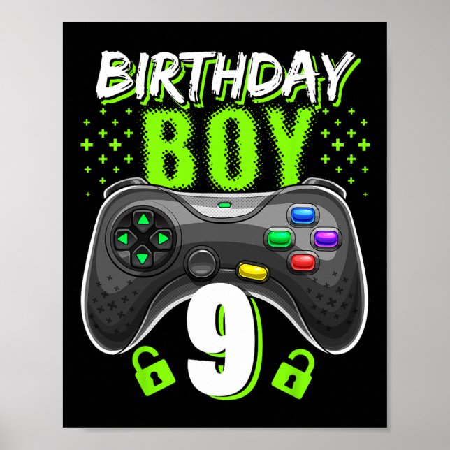 Póster Birday Boy 9 Video Game Controller Gamer 9Bir (Frente)