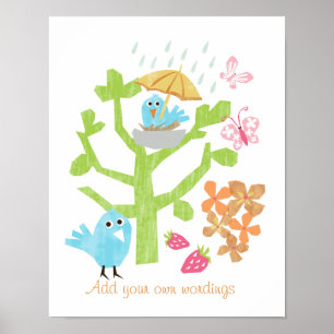 Póster Birds and butterflies wall art