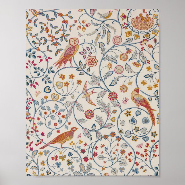Póster Birds and Flowers, William Morris (Frente)