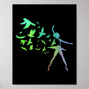 Póster Birds Ballerina Silhouette Ballet Dancing