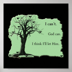 Póster Birds in Tree - Mint Green - Canvas Print