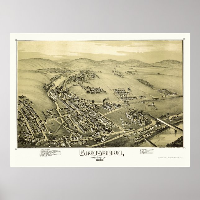Póster Birdsboro, Mapa Panorámico de la Autoridad Palesti (Frente)