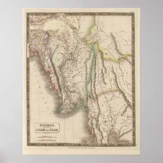 Póster Birmah, Anam, Siam (Tailandia)