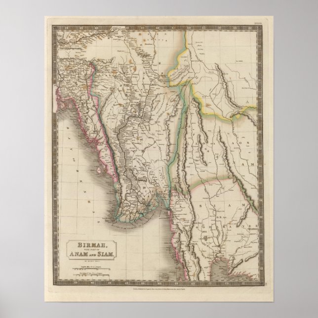 Póster Birmah, Anam, Siam (Tailandia) (Frente)