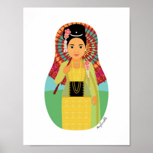 Póster Birmania, Myanmar Matryoshka Poster