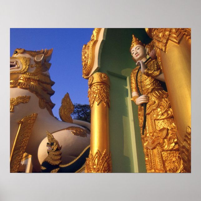 Póster Birmania (Myanmar), Rangún (Yangon) Templo (Frente)